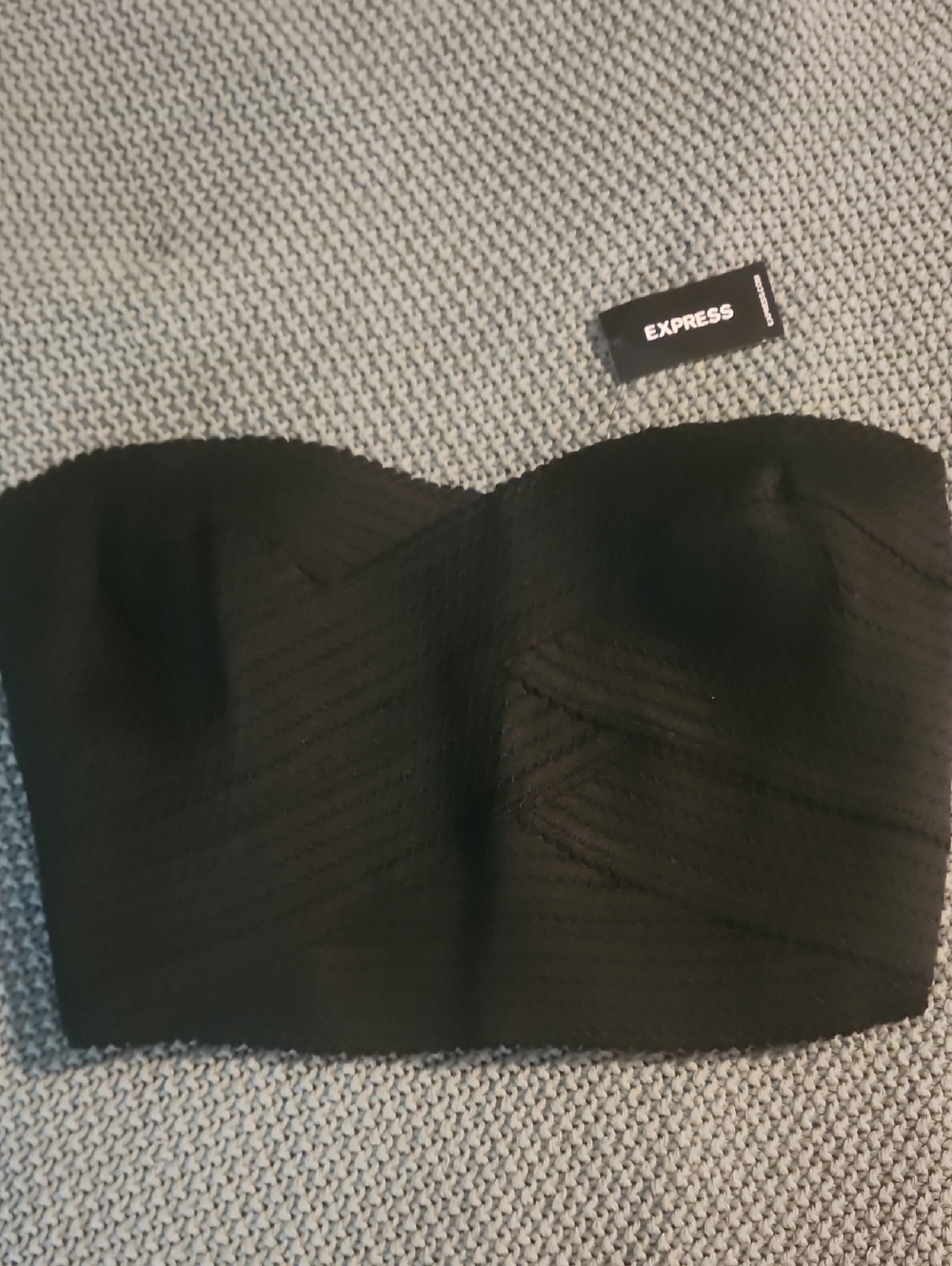 Express Black Strapless Textured Bustier Top